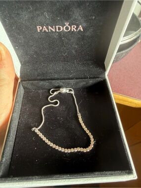 Pandora Silver Cubic Zirconia Slider Tennis Bracelet